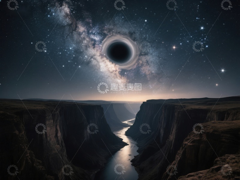 高清大图下载【趣麦麦图】星河黑洞映峡谷