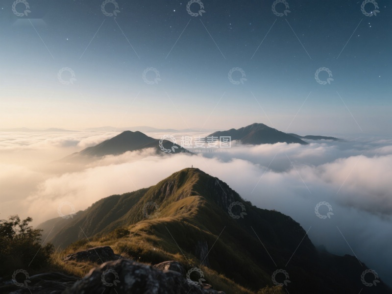 高清大图下载【趣麦麦图】云海之上，山峰剪影