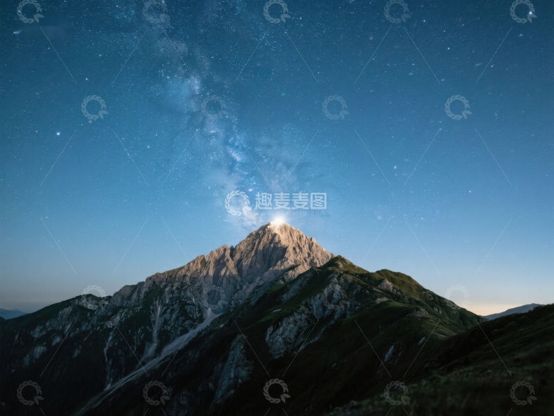 高清大图下载【趣麦麦图】星空下的巍峨山峰