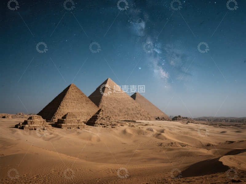 高清大图下载【趣麦麦图】夜空下的金字塔群
