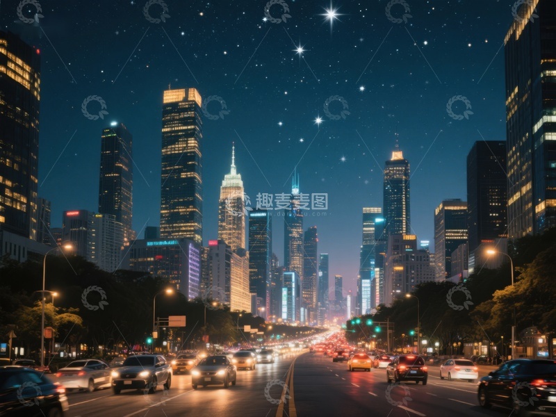高清大图下载【趣麦麦图】夜幕下的城市灯火辉煌