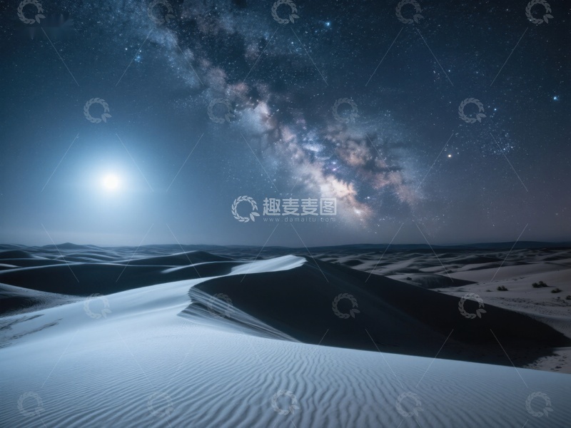 高清大图下载【趣麦麦图】星空下的沙漠沙丘