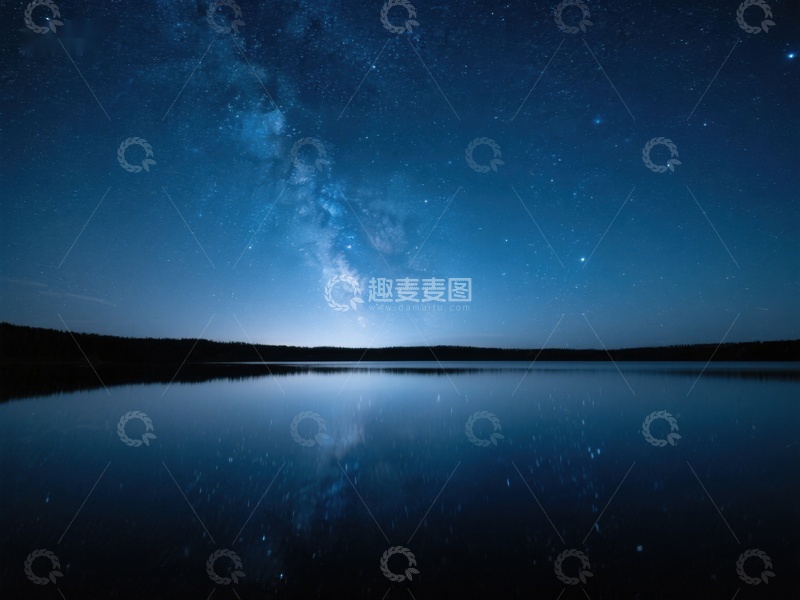 高清大图下载【趣麦麦图】夜空银河倒映湖面