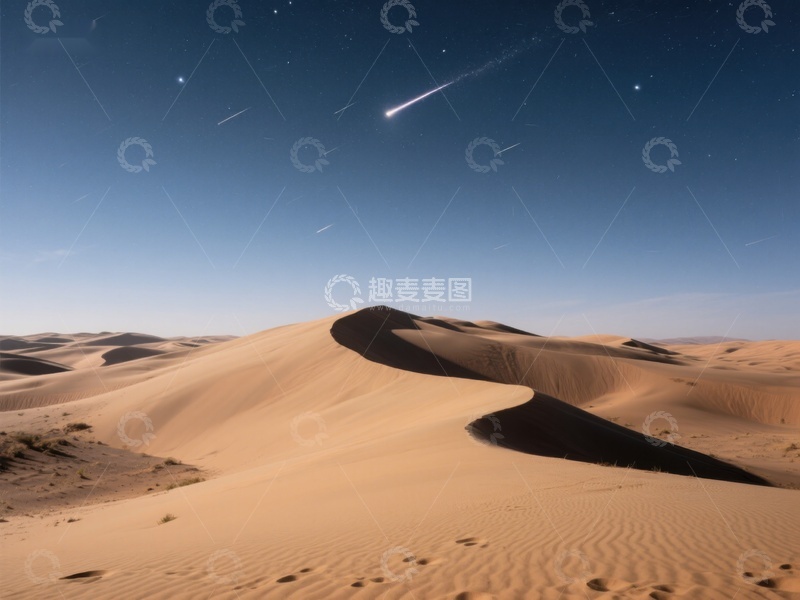 高清大图下载【趣麦麦图】沙漠夜空下的流星雨