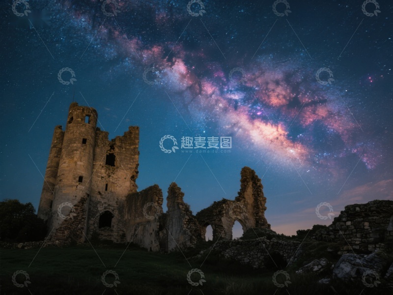 高清大图下载【趣麦麦图】星空下的古堡遗迹