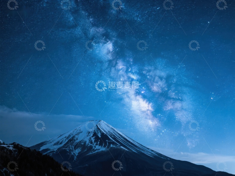 高清大图下载【趣麦麦图】夜空银河下的雪山