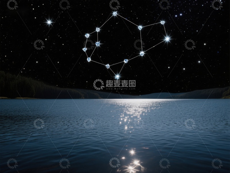 高清大图下载【趣麦麦图】夜空星座映照湖面