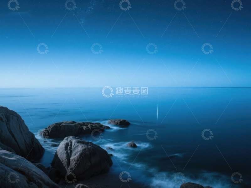 高清大图下载【趣麦麦图】夜幕下的宁静海景