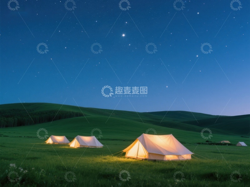 高清大图下载【趣麦麦图】星空下的帐篷营地