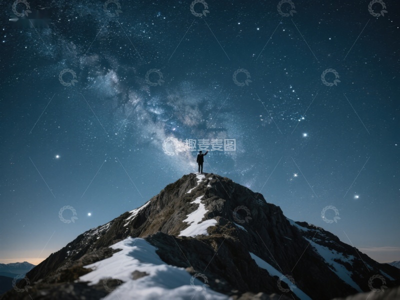 高清大图下载【趣麦麦图】山顶夜景，仰望星空
