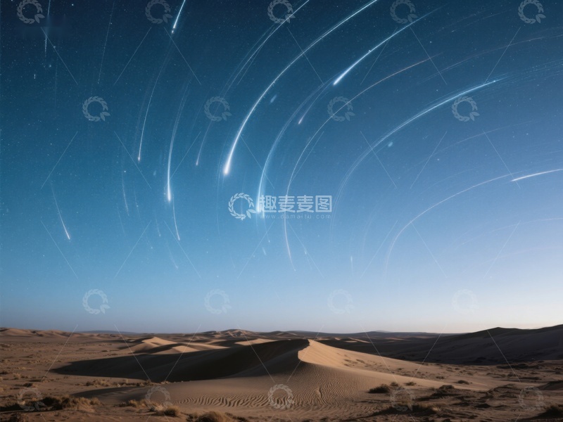 高清大图下载【趣麦麦图】沙漠夜空下的流星轨迹