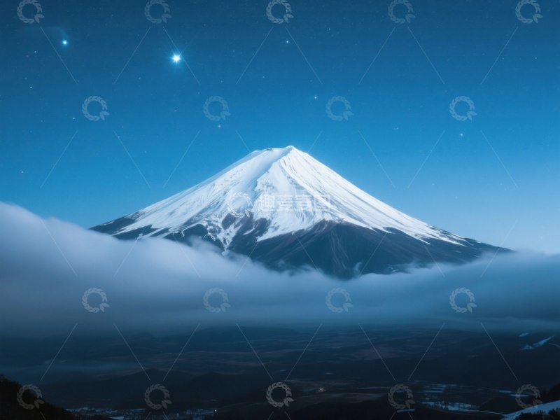 高清大图下载【趣麦麦图】夜幕下的雪山与云海