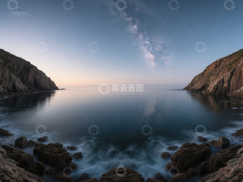 高清大图下载【趣麦麦图】星河映照下的宁静海湾
