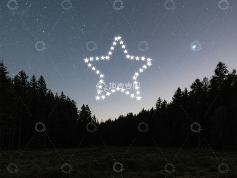 高清大图下载【趣麦麦图】夜空中的星星构成五角星图案