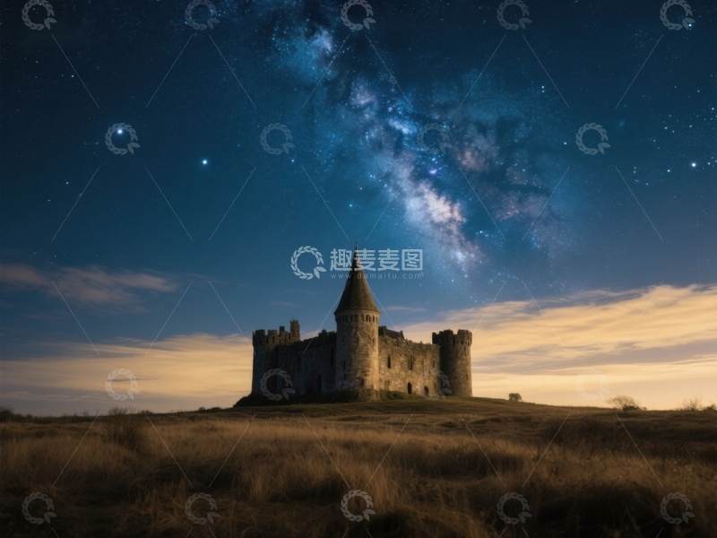 高清大图下载【趣麦麦图】星空下的古老城堡