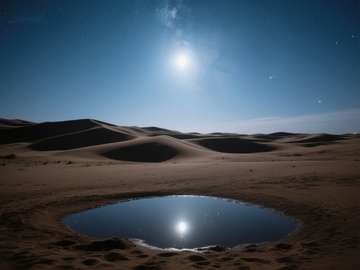 月光下的沙漠绿洲