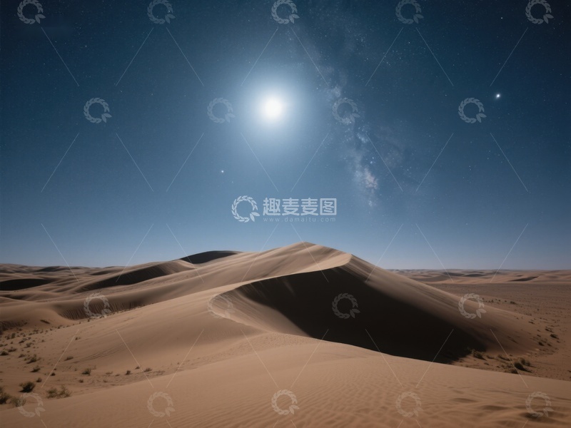 高清大图下载【趣麦麦图】月光下的沙漠沙丘