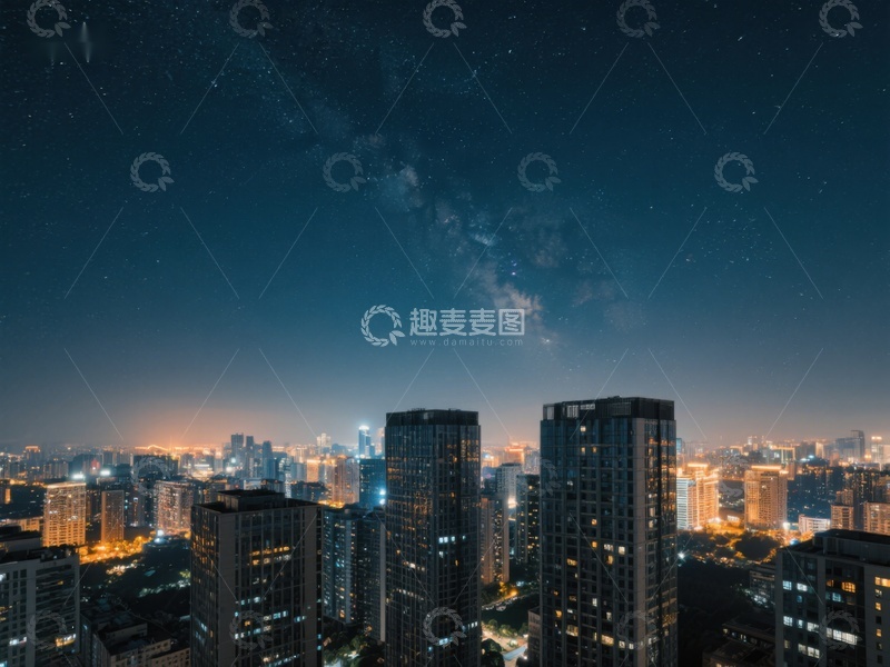 高清大图下载【趣麦麦图】夜空下的城市剪影