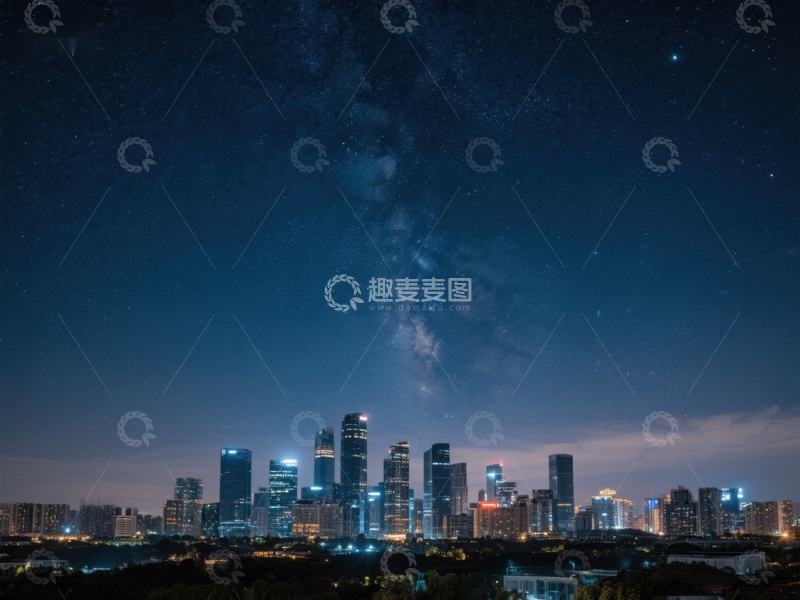 高清大图下载【趣麦麦图】夜空下的城市剪影