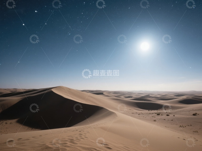 高清大图下载【趣麦麦图】月光下的沙漠沙丘