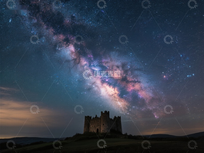 高清大图下载【趣麦麦图】星空下的古老城堡