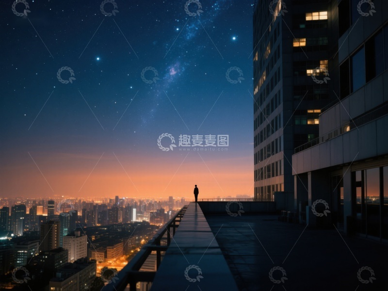 高清大图下载【趣麦麦图】夜空下的城市剪影