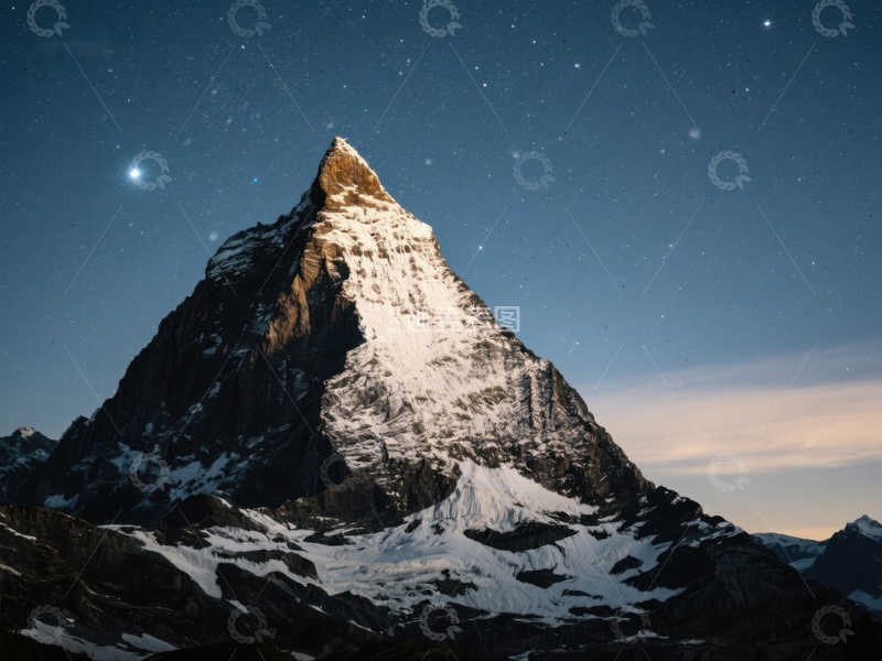 高清大图下载【趣麦麦图】夜空下的雪山峰