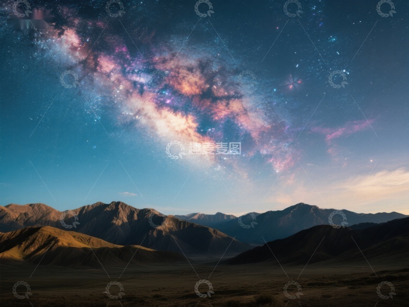 高清大图下载【趣麦麦图】星空下的山脉与沙漠