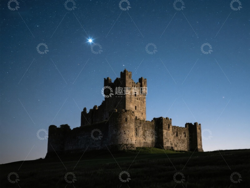 高清大图下载【趣麦麦图】夜空下的古老城堡