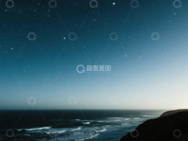 高清大图下载【趣麦麦图】夜空下的海岸线