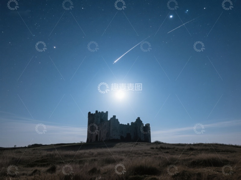 高清大图下载【趣麦麦图】夜空下的古堡剪影