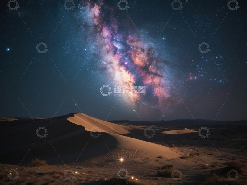 高清大图下载【趣麦麦图】沙漠夜空下的银河美景