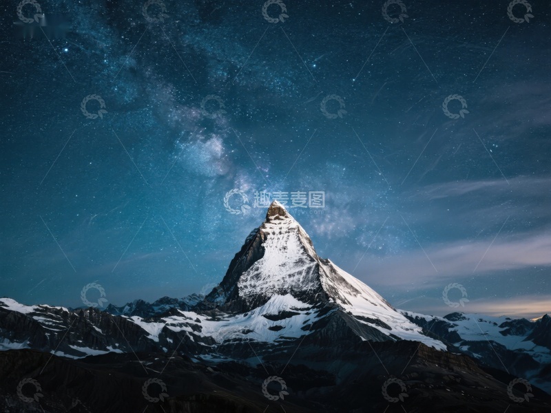 高清大图下载【趣麦麦图】夜空下的雪山奇景