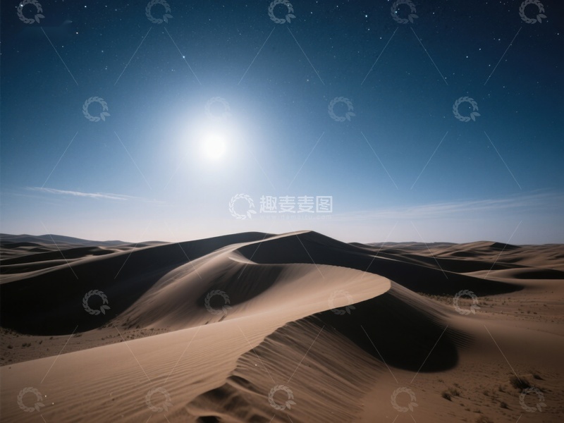 高清大图下载【趣麦麦图】月光下的沙漠沙丘