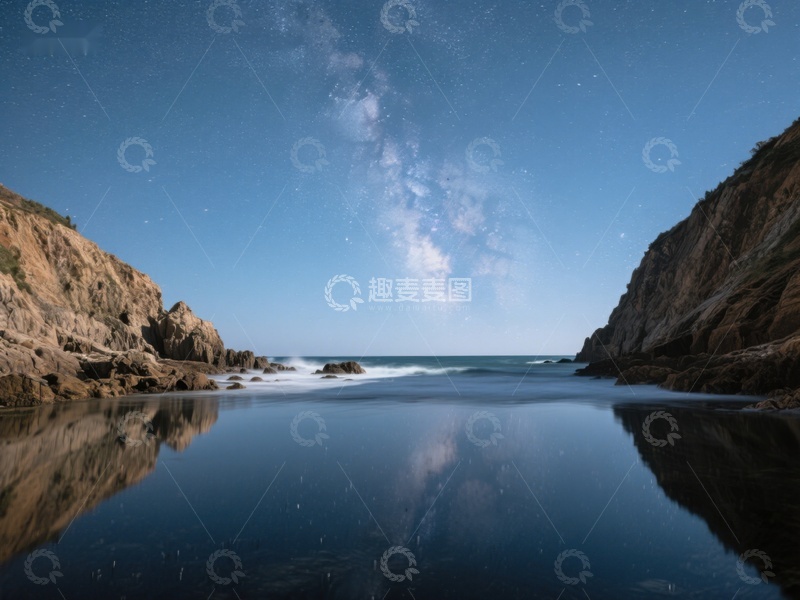 高清大图下载【趣麦麦图】星夜下的宁静海湾