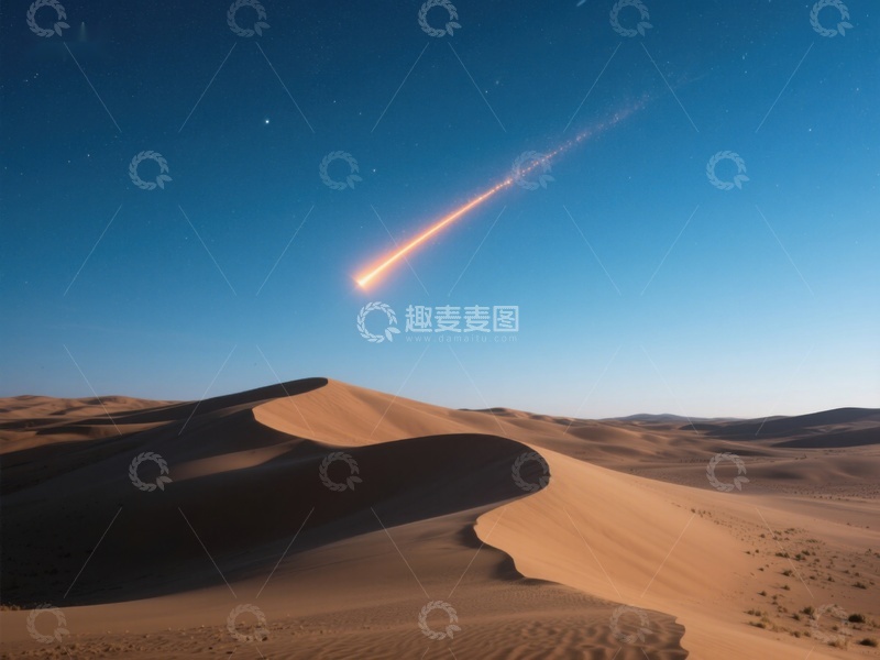 高清大图下载【趣麦麦图】沙漠夜空流星划过