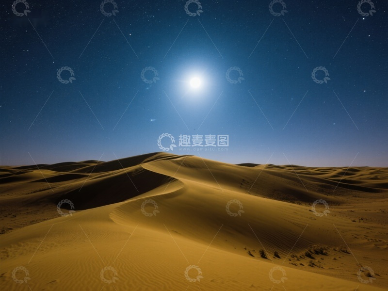 高清大图下载【趣麦麦图】月光下的沙漠沙丘