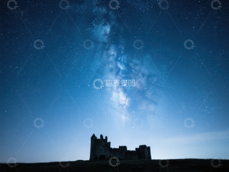 高清大图下载【趣麦麦图】星空下的古老城堡剪影