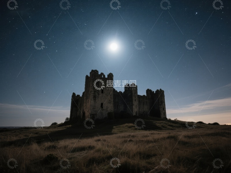 高清大图下载【趣麦麦图】月光下的古老城堡