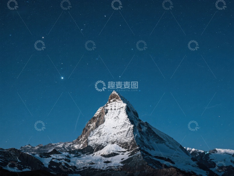高清大图下载【趣麦麦图】夜空下的雪山峰