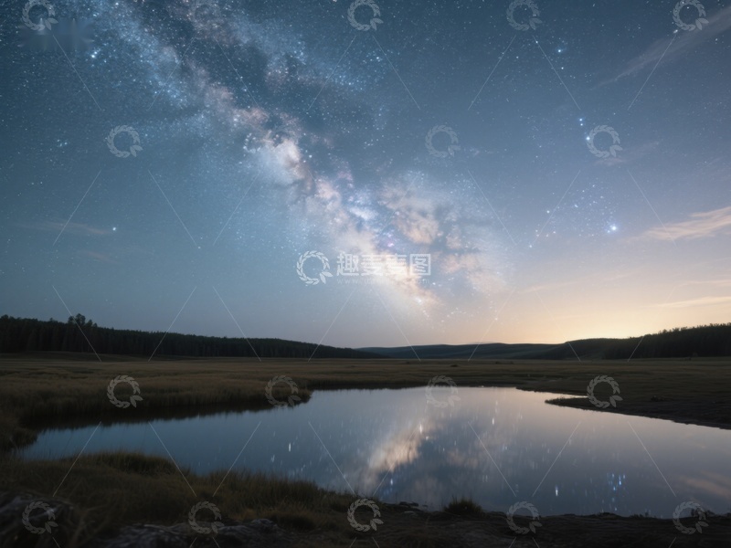 高清大图下载【趣麦麦图】银河映照静谧湖面