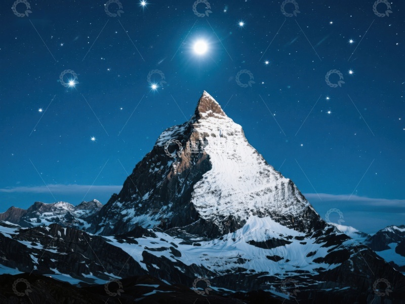 高清大图下载【趣麦麦图】夜空下的雪山峰