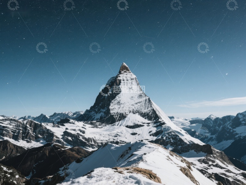 高清大图下载【趣麦麦图】夜空下的雪山峰
