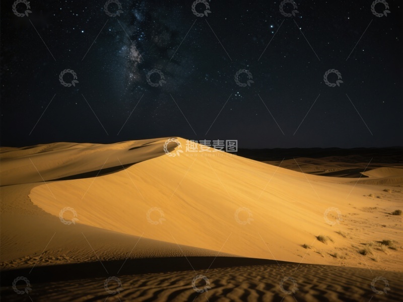 高清大图下载【趣麦麦图】夜空下的沙漠沙丘