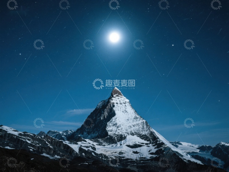 高清大图下载【趣麦麦图】月光下的雪山之巅