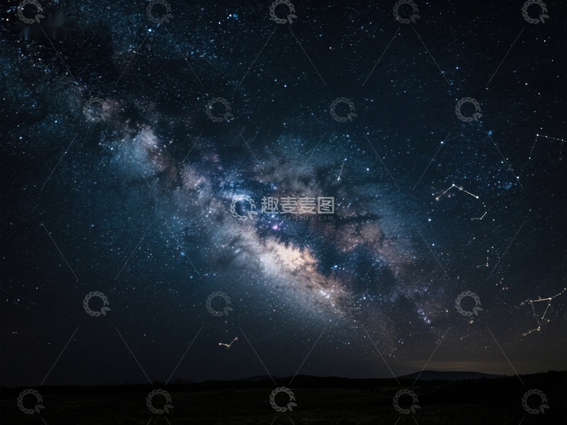 高清大图下载【趣麦麦图】银河横跨夜空，繁星点点