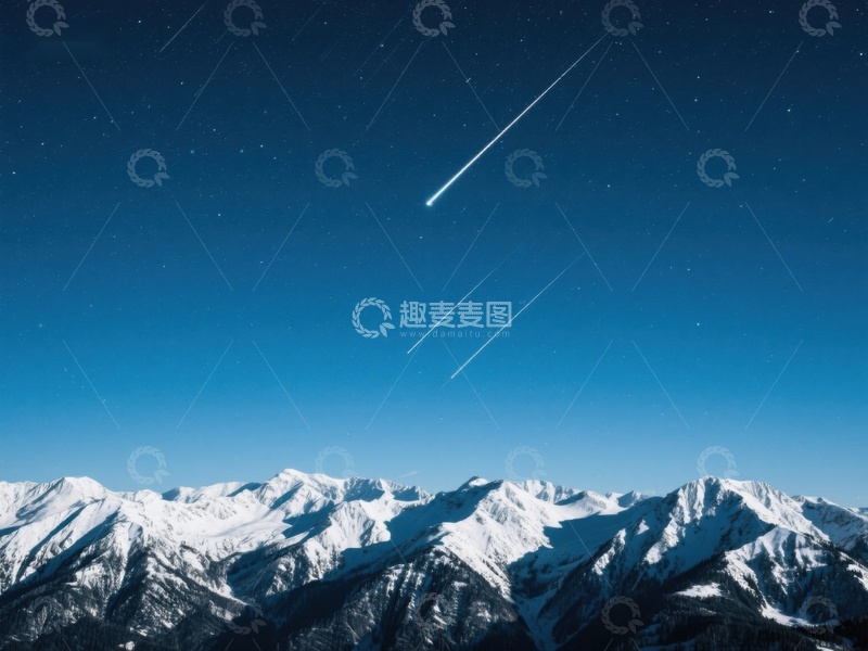 高清大图下载【趣麦麦图】雪山夜空流星划过