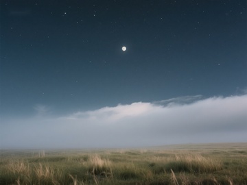 夜空下的草原与明月