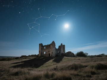 月夜下的古堡遗迹