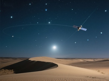 沙漠夜空中的卫星轨迹